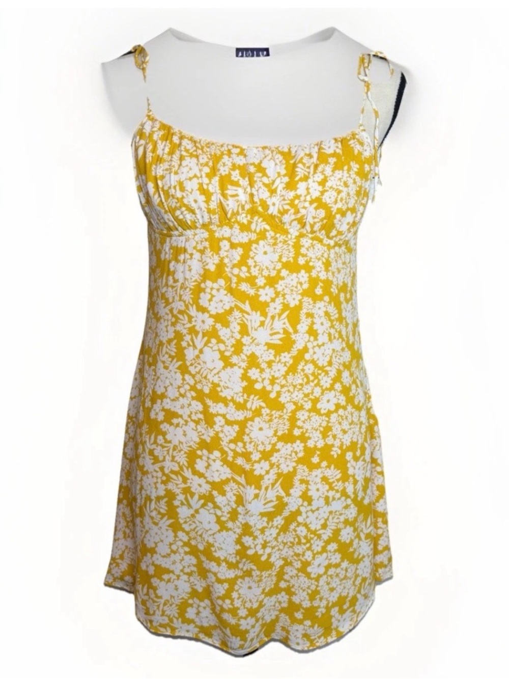 SABO Yellow Floral Strappy Mini Dress Size Medium (runs Small) Excellent